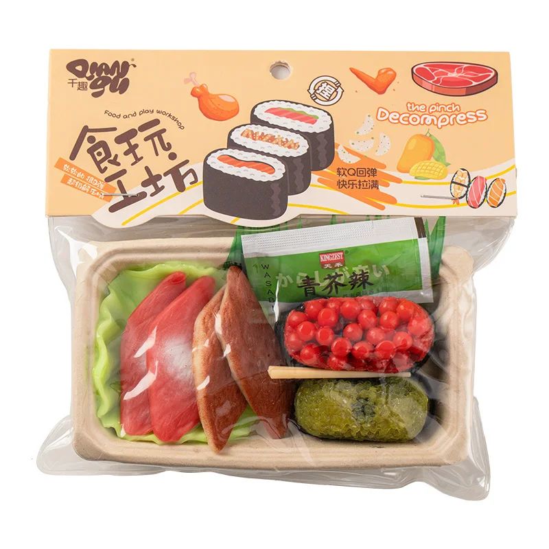 Lustige Simulation Lebensmittel Fidgets Spielzeug Sushi Obst Mochi Squishy Sensorisches Spielzeug für Kinder Erwachsene TPR Squeeze Stress Relief Abreact Spielzeug