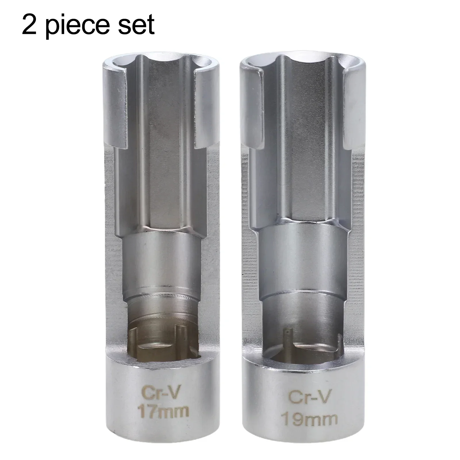 

2pcs 1/2" Drive Diesel Injector Fuel Line Socket Wrench 17mm/19mm Chrome Vanadium Steel Oxygen Sensor Wrench Hand Tools