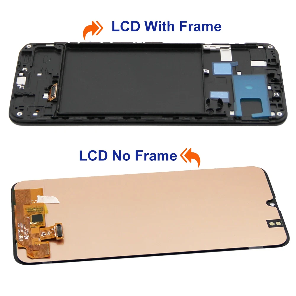 6.4\'\' AMOLED For Samsung A20 A205 SM-A205F A205FN LCD Display Touch Screen With Frame Digitizer Assembly