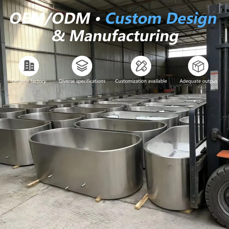 Customize 304 Stainless Steel Freestanding Bathtub Direct Ice Bath Tub Cold Plunge Tub 60gal+ Lid  for Distributors