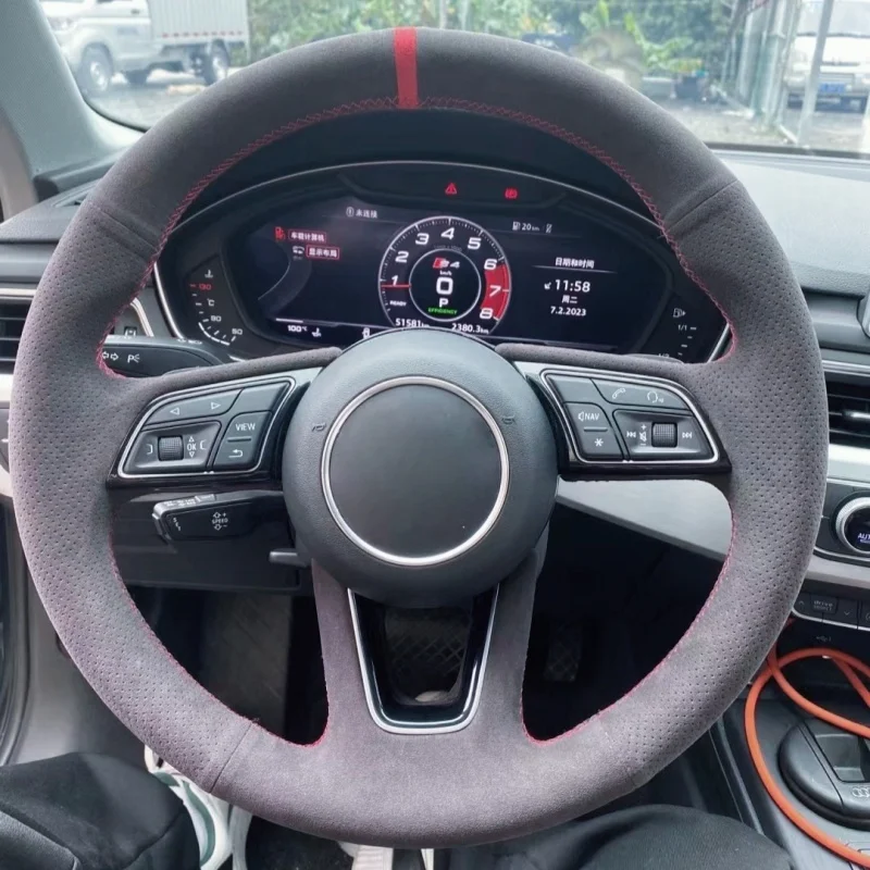 

Автомобильный чехол на руль, замшевый чехол для Audi A1 (8X) Sportback A3 (8V) A4 (B9) Avant A5 (F5) Q2, чехол на руль, автомобильные аксессуары