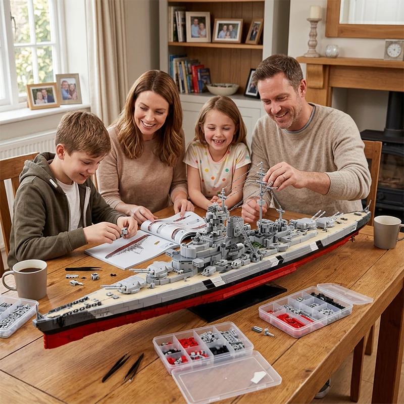Klemmbausteine 1:300 Bismarck-Klasse Schlachtschiff Bausteine Set Militärisches Kriegsschiff Modellbausatz Jungen Spielzeug Erwachsene Kinder DIY Heimdekoration Geschenk 2686 Teile – Detail 8