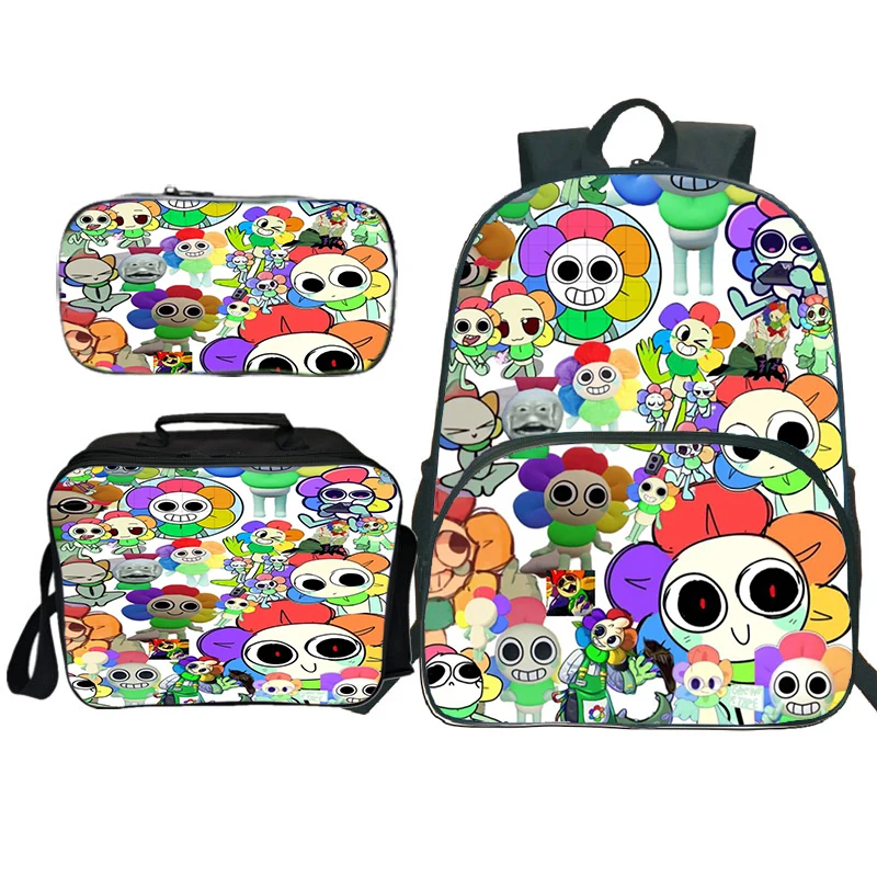 

Dandy's World Backpack Children Anime 3pcs Set School Bags Lunch Bag Pencil Case Cartoon Waterproof Book Bags for Boys Girls