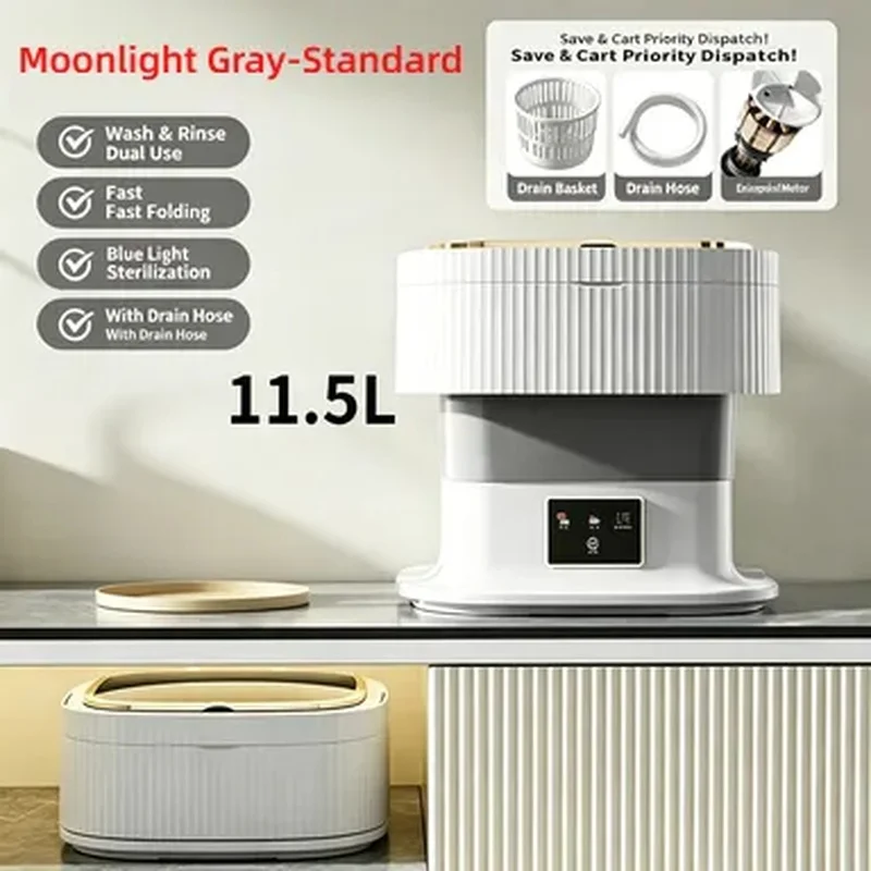 11.5L Mini Foldable Washing Machine With Spin Dryer Portable Household Travel Washer For Baby Wear Socks Underwear view 5