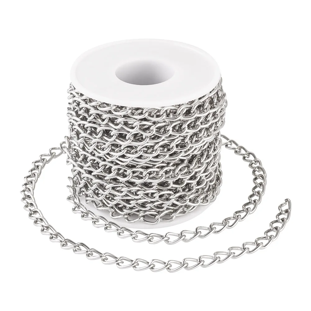 10m Aluminum Curb Chains Twisted Link Chain Unwelded Jewelry Chain for DIY Necklace Bracelet Making Findings