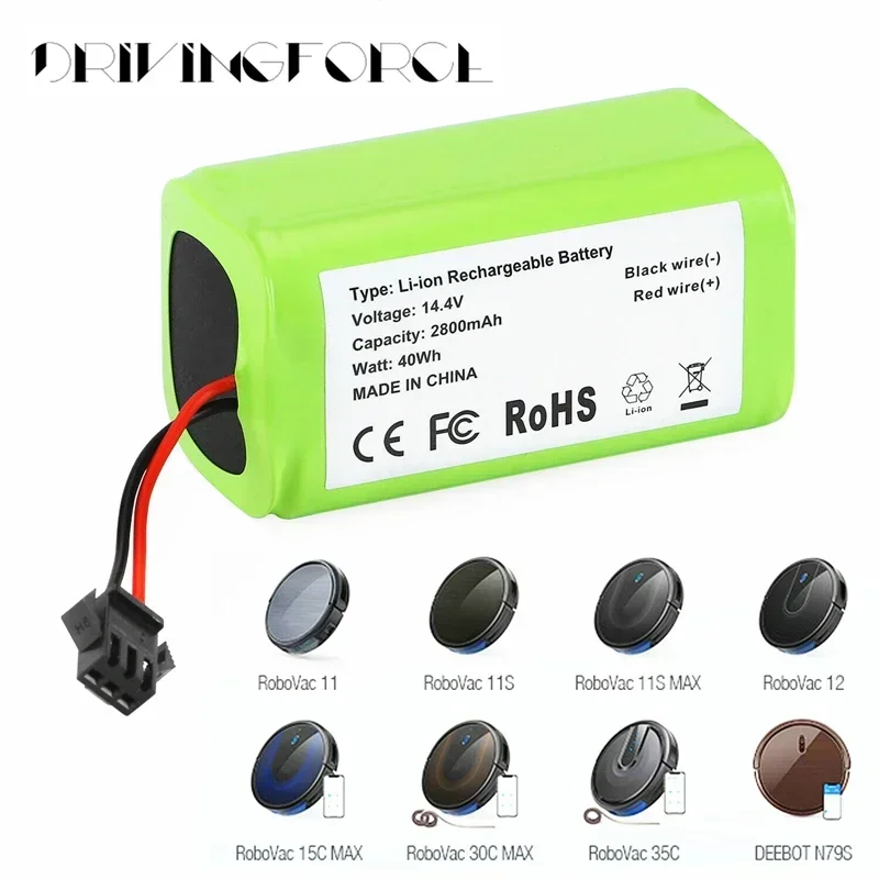 

14.4V 2800mAh Replacement Battery for Conga Excellence 990 1090 Ecovacs Deebot N79S N79 DN622 Eufy Robovac 11 11S 12 X500