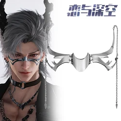 Game Love and Deepspace Sylus Caleb Cosplay Mask Metal Mechanical CyberPunk Irregular Metal Face Ornament Jewelry Accessories