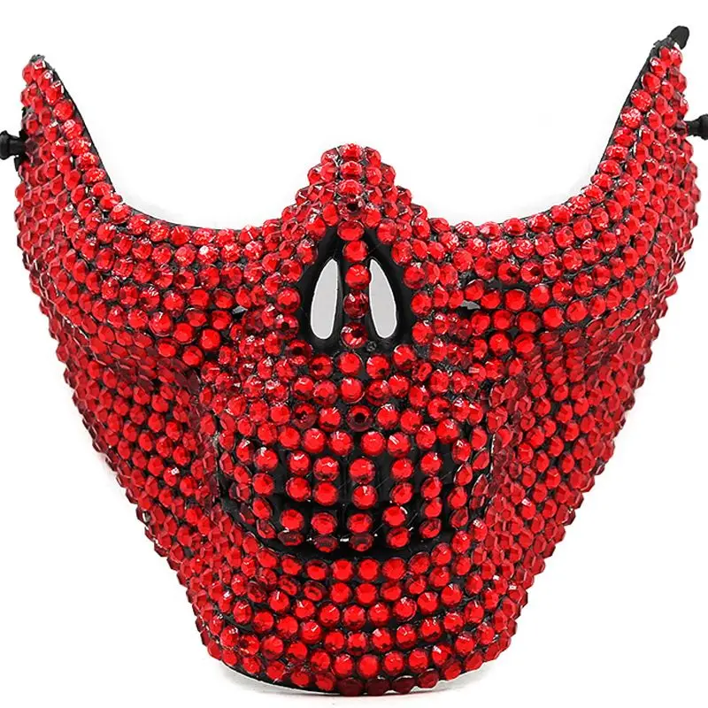 

Halloween Rhinestone Skull Mask Crystal Inlaid Half Face Mask Masquerade Party Stage Performance Cosplay Costume Prop Men Women