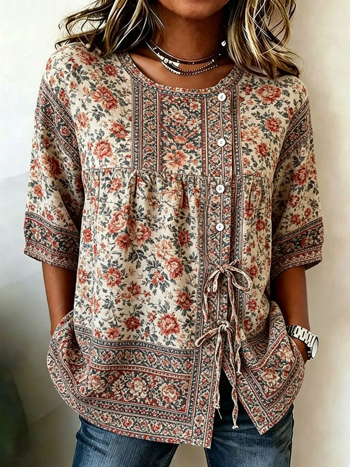 

Korean Gentle Style Minimalist Half Sleeve Blouse, Loose Hide Fat Slim Temperament Casual Outdoor Wear Top