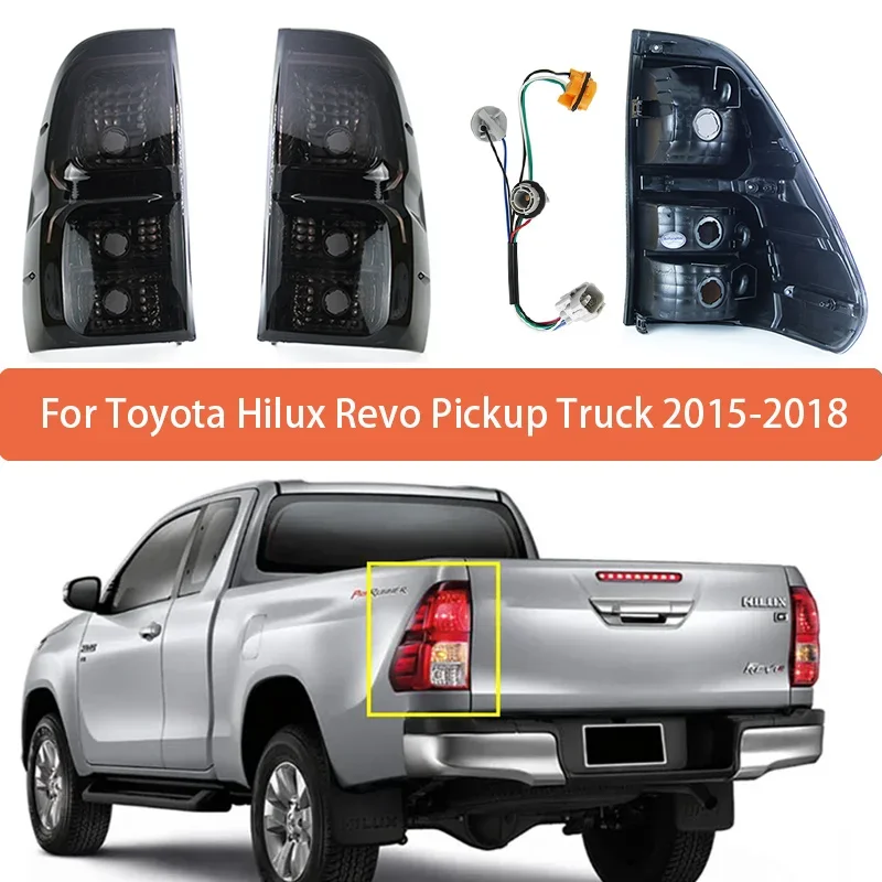

1 шт. задний фонарь, модифицированный черный с проводами для Toyota Hilux Revo Pickup Truck 2015 2016 2017 2018, задний задний фонарь, сигнальная лампа