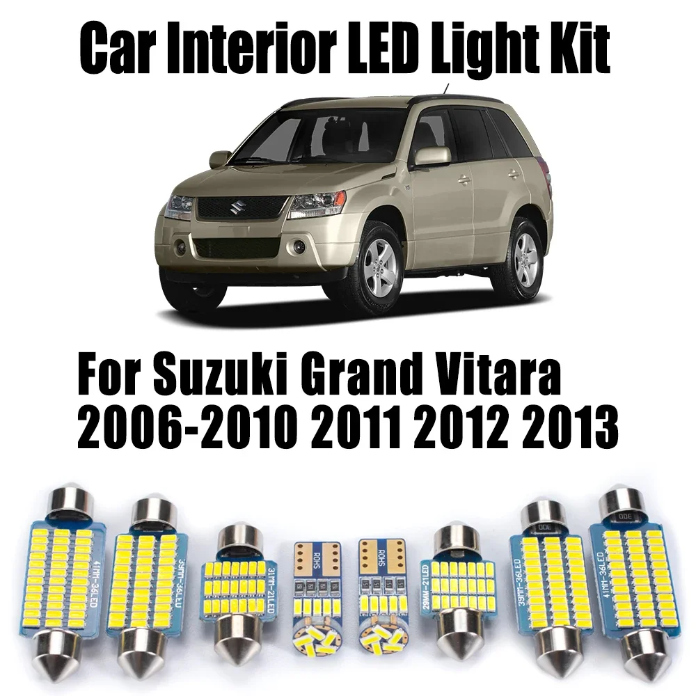 12 قطعة Canbus لسوزوكي جراند فيتارا 2006- 2011 2012 2013 اكسسوارات السيارات LED الداخلية مجاملة ضوء خريطة قبة الجذع لمبة عدة