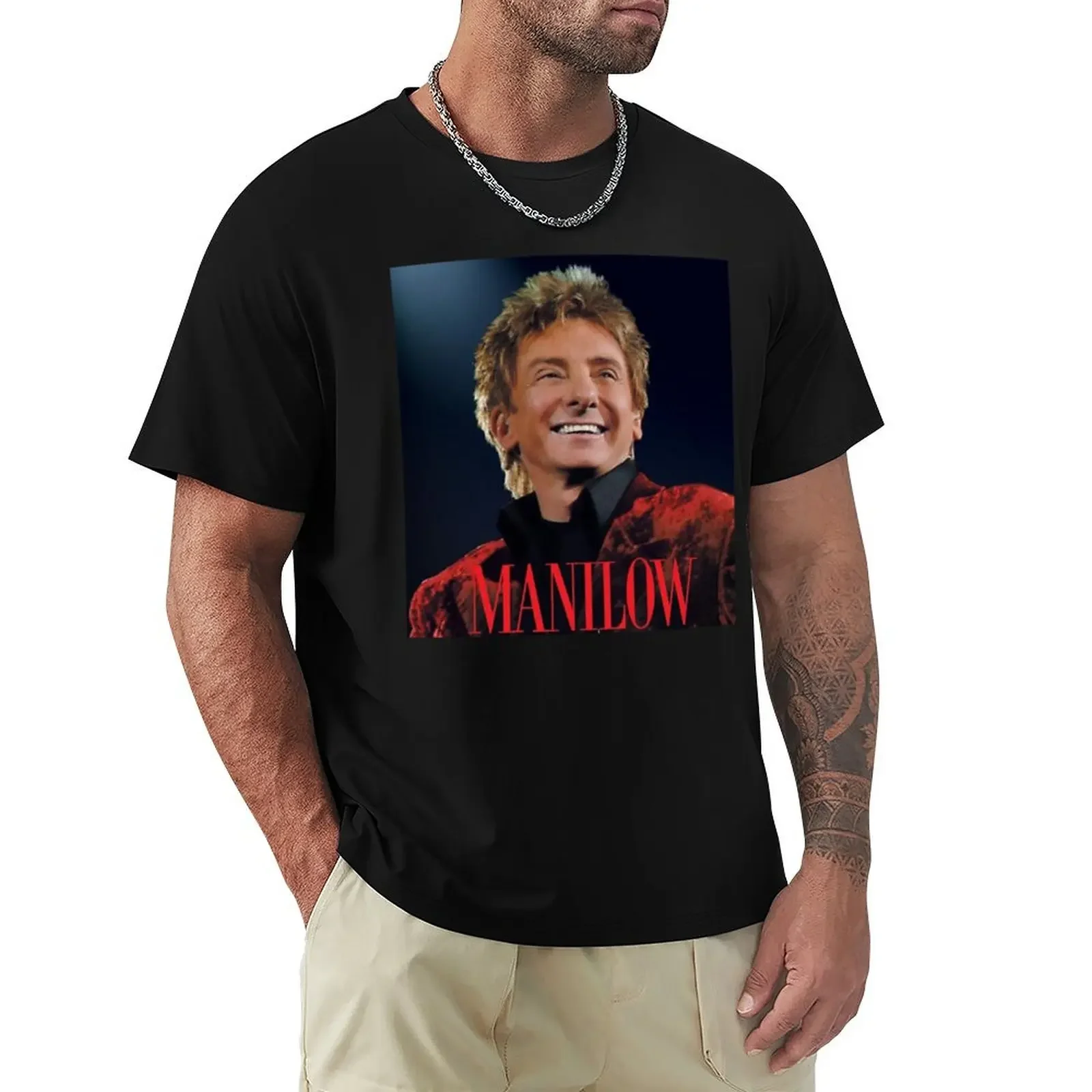 Barry Manilow T-shirt anime boys animal print men t shirt