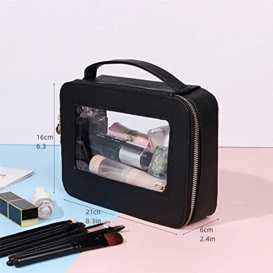 Clear Makeup Bag Travel Makeup Bag Transparent Cosmetic Case Clear Travel Toiletry Bag with Transparent Vinyl Windows