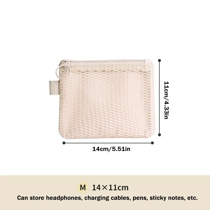 Travel Makeup Storage Bags Mesh Coin Purse Simple Portable Mini Bag Multi-purpose Square Bag Double-layer Zipper Card Holder