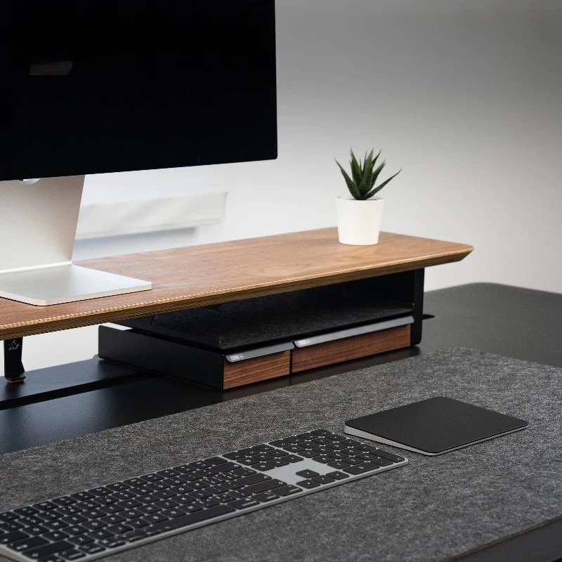 Metal M Series Monitor Stand Tray Wooden Storage Trays with Handle Organizer Tray for Monitors Shelf Monitor Rack Accessories