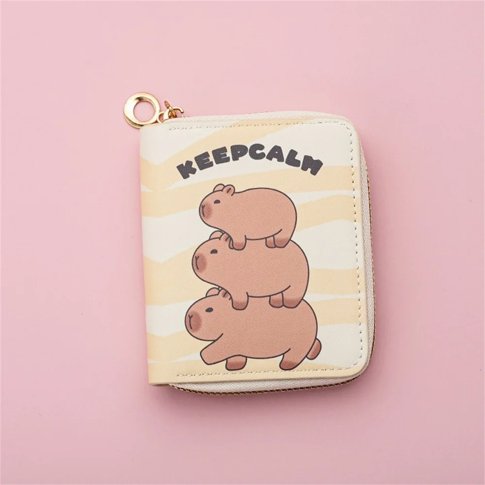 Nuovi mini portafogli Capybara Porta carte di credito con cerniera in pelle PU Porta carte di credito Moneta per ragazze Borsa per studenti Borsa di stoccaggio impermeabile portatile
