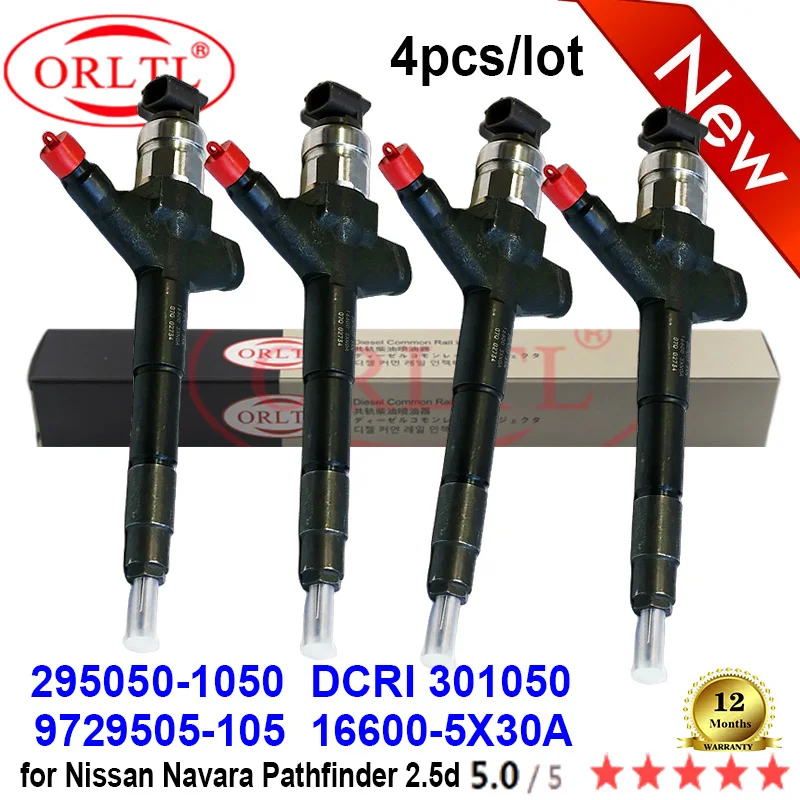 4PCS Genuine Diessel Injector 295050-1050 16600-5X30A DCRI301050 9729505-105 for Nissan Navara  Pathfinder