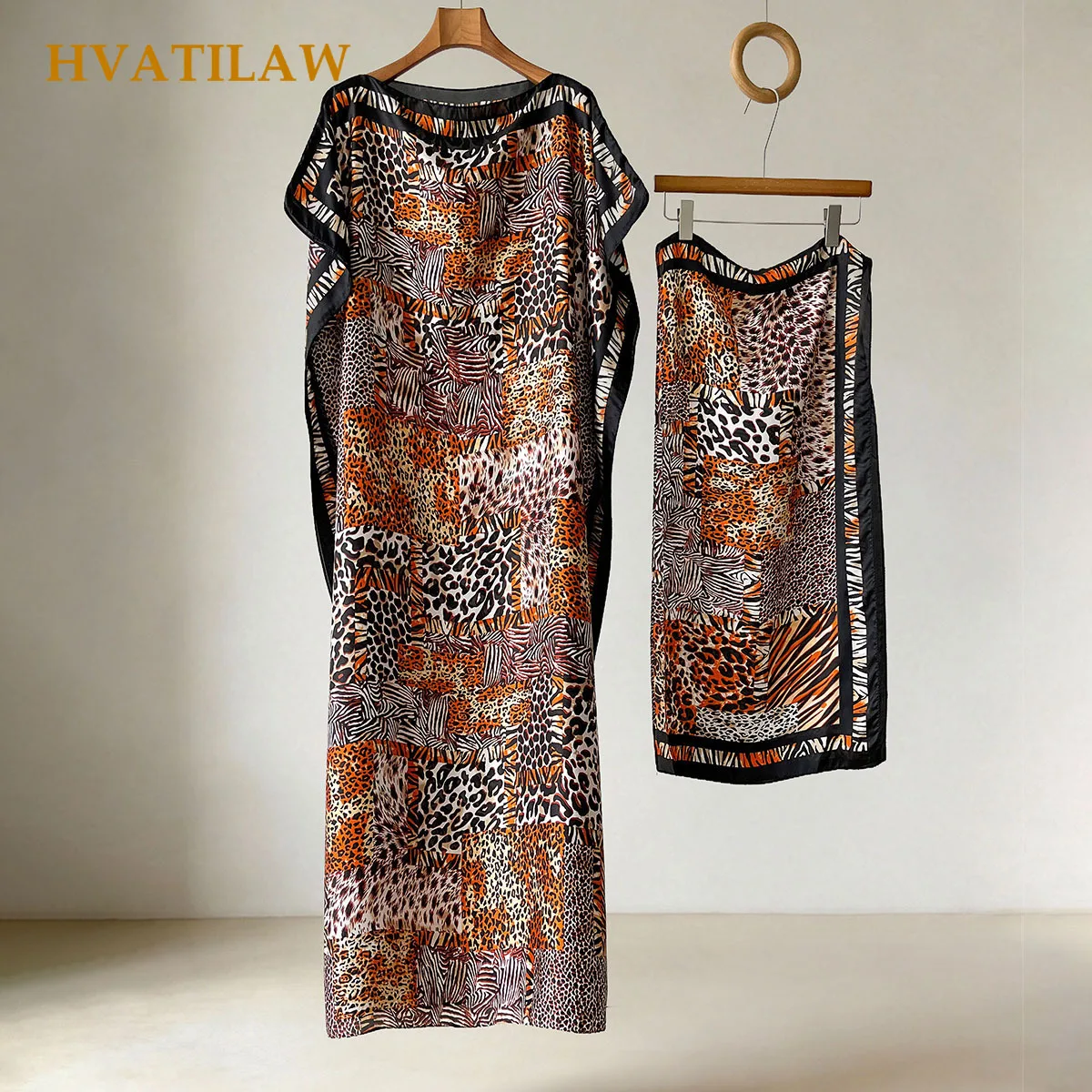 Lady Summer Leopard Print Dress Elegant Dress Holiday Beach Cover Up Maxi Kaftan Abaya Dubai Party Dresses Boho Robe Turban Suit