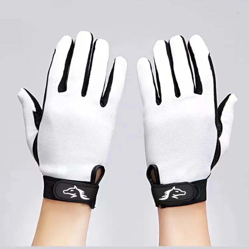 Guantes de caballos ecuestres, guantes antideslizantes para montar en bicicleta, equipo de dedo completo para exteriores, guantes deportivos