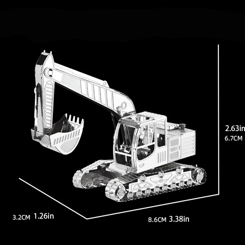 Escavadeira 3d metal puzzle, corte a laser, diy, brinquedo para crianças