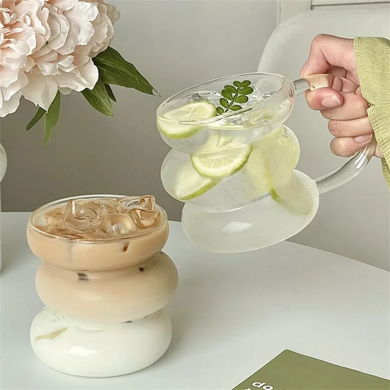 Ins Style Irregular Transparent Glass Cup Heat Resistant Coffee Mug Summer Drinks Beer Juice Milk Water Cup Cocktail Glass Cups
