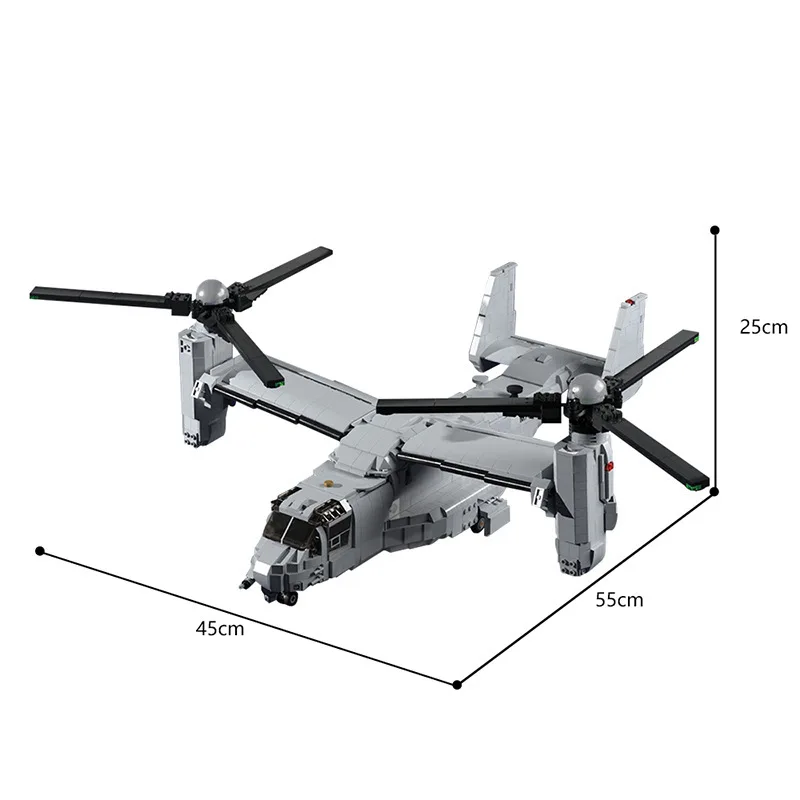 MOC Transport Plane CV-22 Osprey Tiltrotor Building Blocks Set Bell Boeing Aircraft Bricks Puzzle DIY Toy Children Birthday Gift