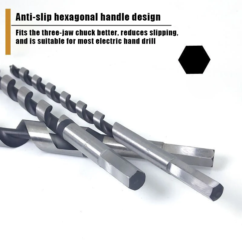 230mm Long High Carbon Steel Woodworking Drill Bits Hexagonal Handle Fried Dough Twist Wood Tapper Wood Door Lock Reaming Tool