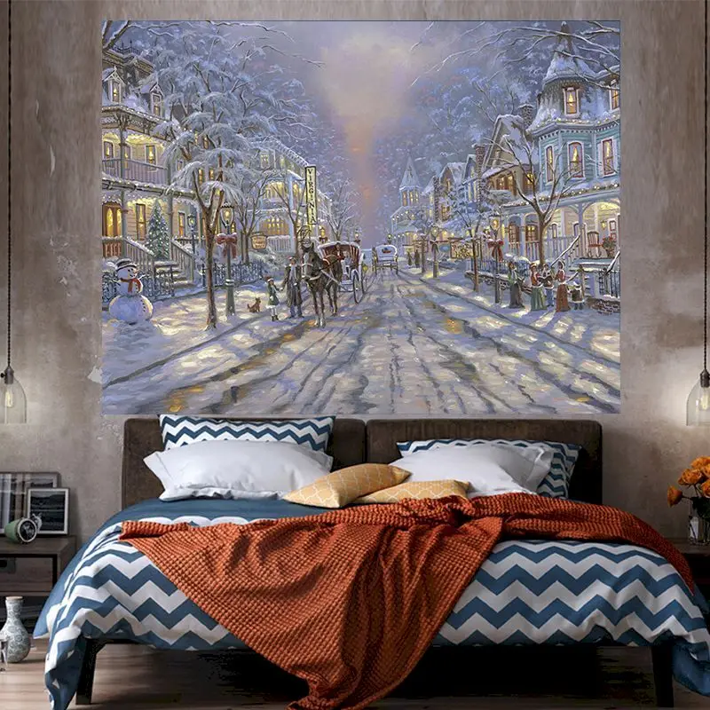 VIKAMA Purple Christmas Candles Gold Tapestry Wall Hanging, 6 Designs, Wall Decor for Bedroom Living Room Dorm
