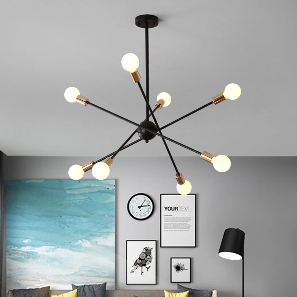Modern Sputnik Chandelier Nordic Ceiling Light Semi Flush Mount Ceiling Lamp Bedroom Living Room Home Decor Lighting Fixture LED