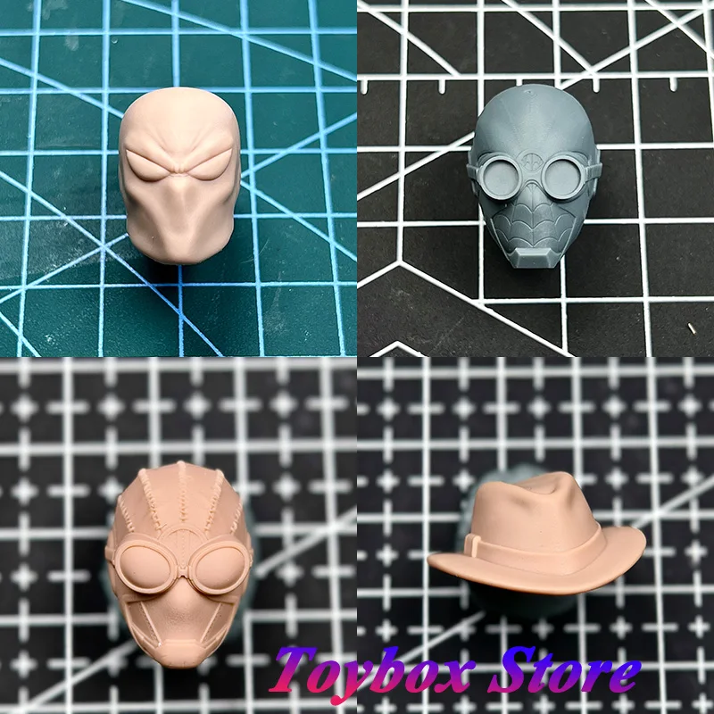 1/12 Spider-Man Noir Unpainted Head Sculpt Glasses Hat Design White Model Venom Mini Toys Fit 6