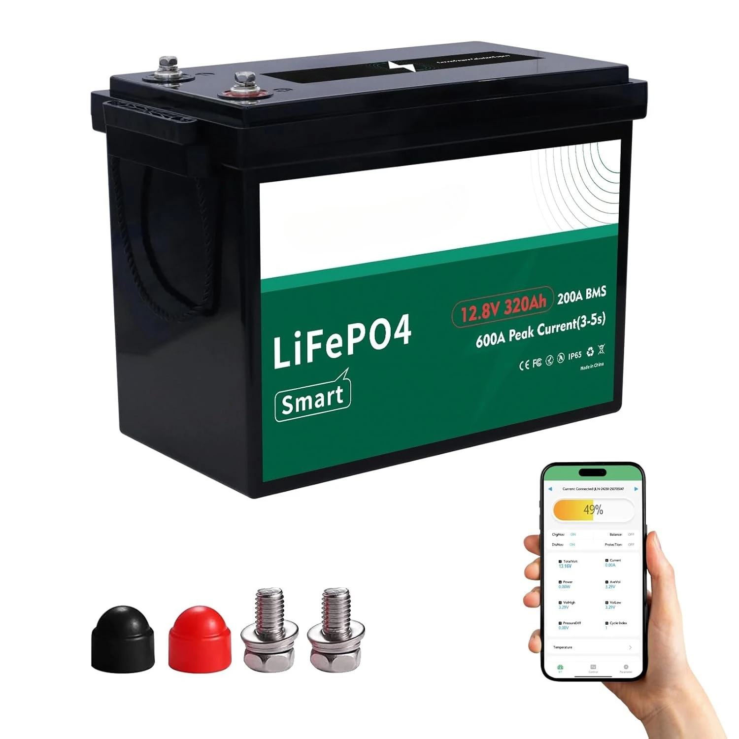 

Аккумулятор LiFePO4 4096 Вт·ч, 12 В, 320 А·ч для автодомов с Bluetooth и функцией отключения при низких температурах, встроенный интеллектуальный BMS 200 А, идеально подходит для кемперов, на заказ