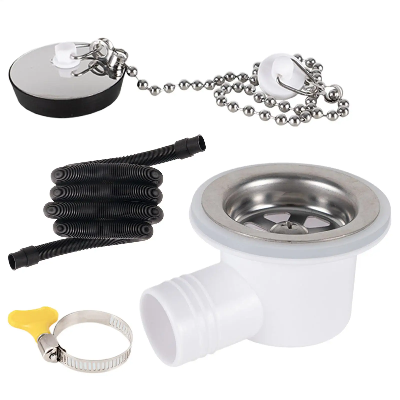 

Sink Drain Angle Fitting Quick Connect Filter Sink Drain Connector With Tube For RV Boat Marine Repair