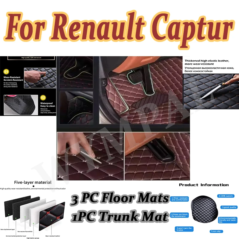

Luxury For Renault Captur (B Platform) 2018 2017 2016-2013 Car Floor Mats Styling Custom Auto Accessories Carpets Protection