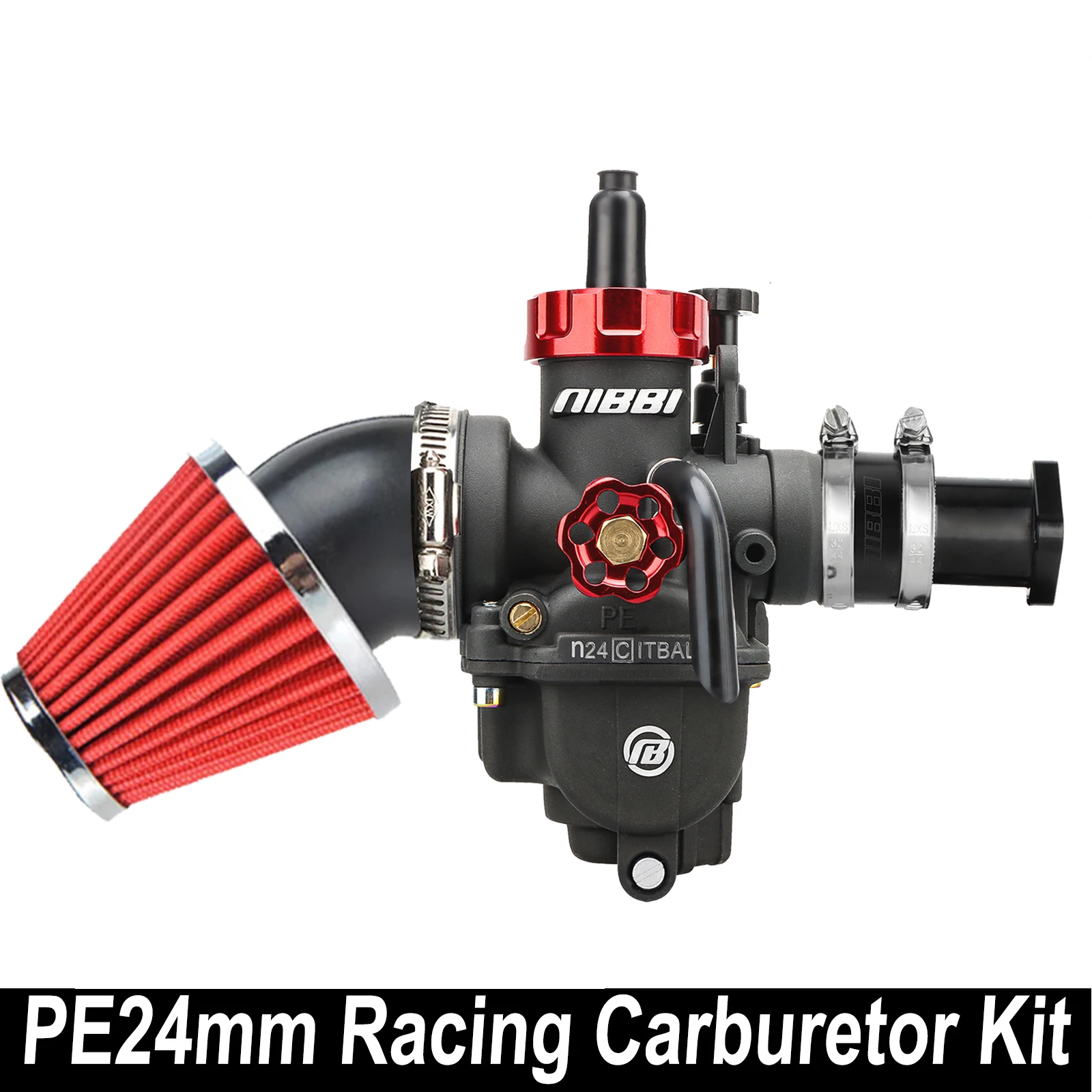 NIBBI PE Racing Carburetor Manifold Air Filter Kit For Predator 212cc GX200 Coleman Motorcycle Yamaha 125-300cc MiniBike Go Kart