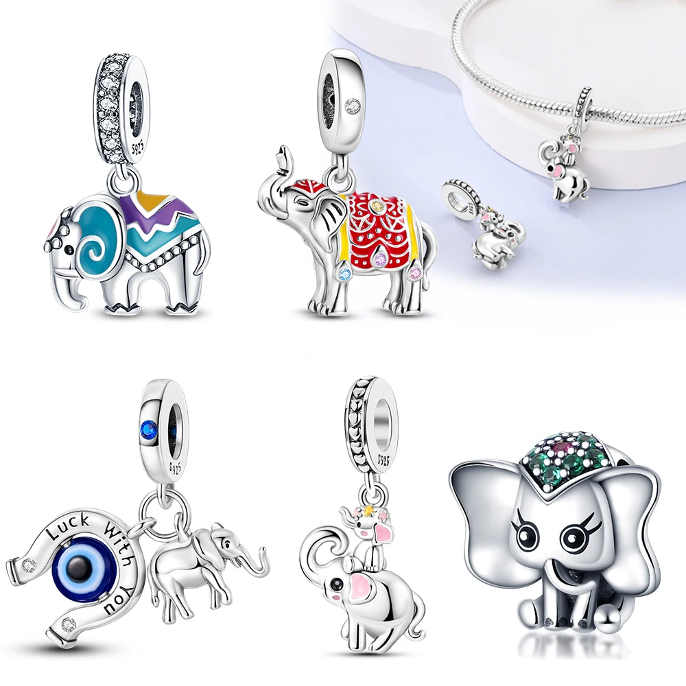 925 Sterling Silver 2024 Elephant Pendant For Original 925 Bracelet Necklace Jewelry Making