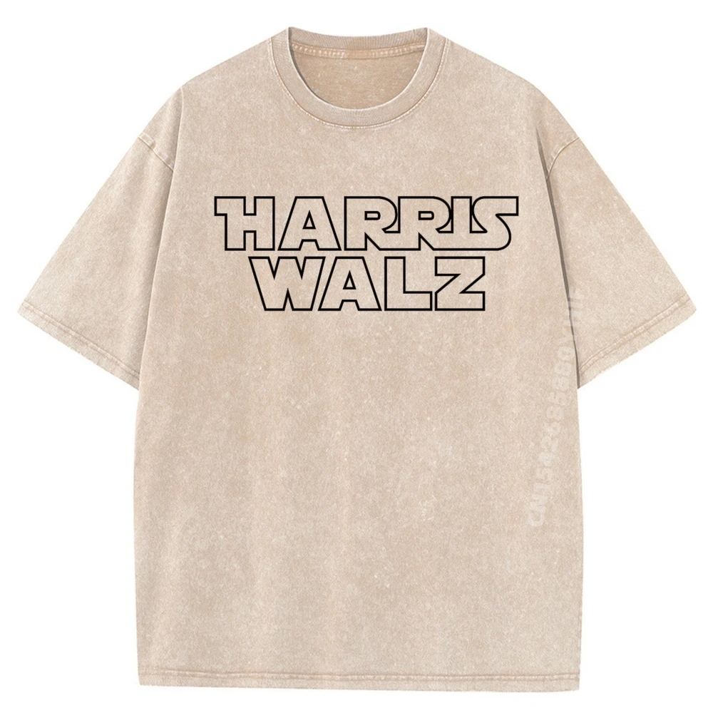 

Retro Youth T-shirt Man Harris Walz Kamala Harris Tops & Tees Graphic T-Shirt Retro Washed Shirt Funny Printed Tops