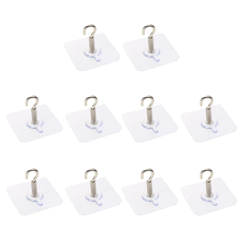 New 1-10pcs Adhesive Ceiling Hooks Stainless Steel Hangers Storage Holder Bathroom