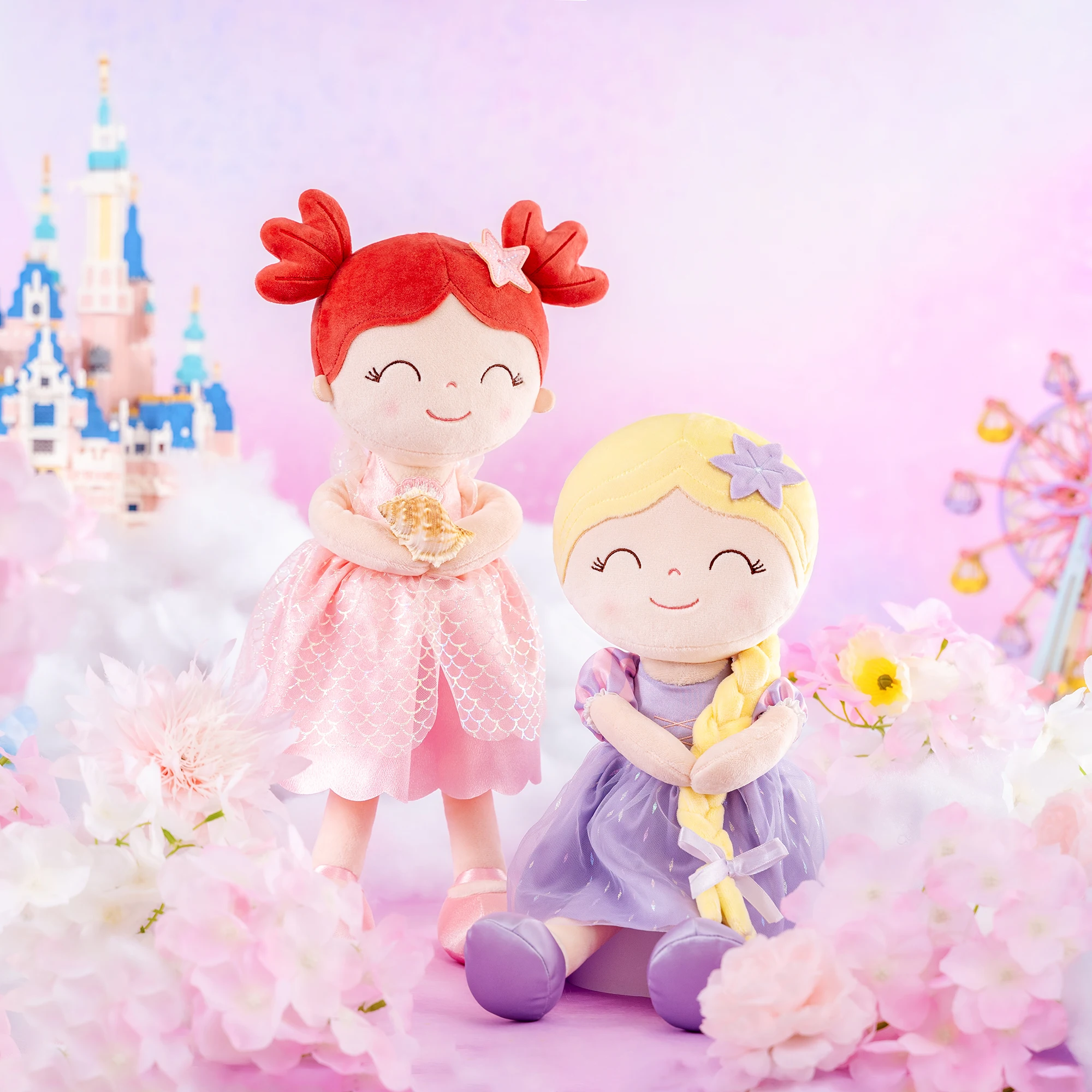 Poupées princesse en peluche pour bébés filles, jouets doux, robe violette, cadeaux d'anniversaire, 16 po