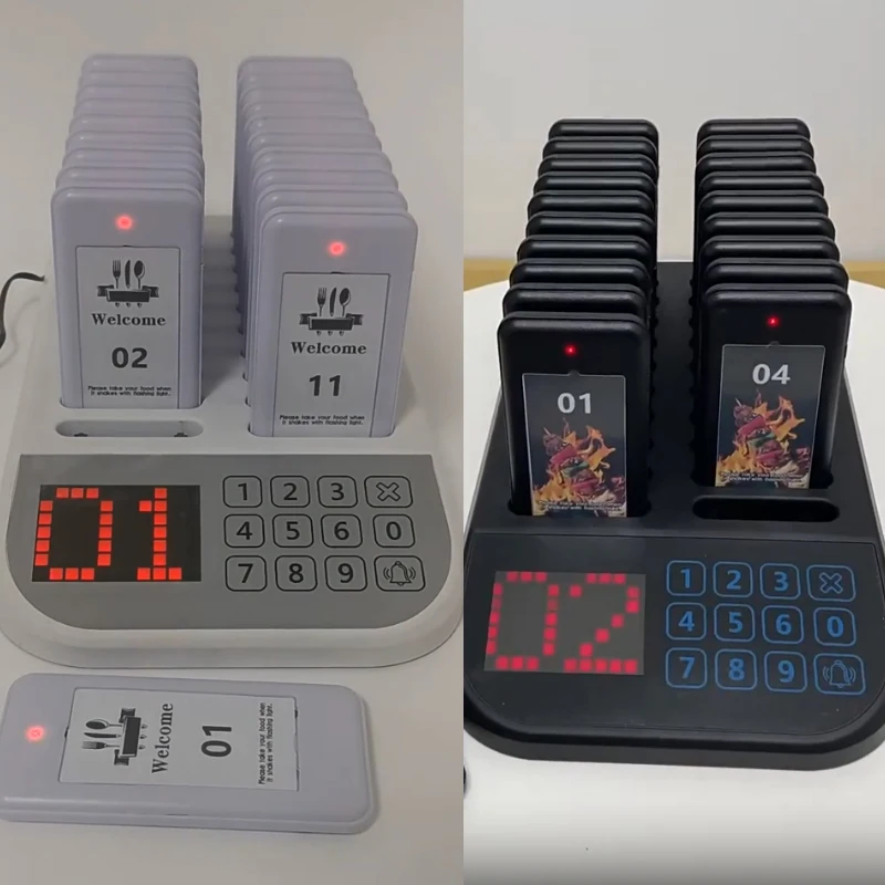 Wireless Restaurant Pagers+20 Pagers 48hour Standby Time 250mAh Battery Capacity 433MHz Coffee Shop Restaurant Guest Queue Pager
