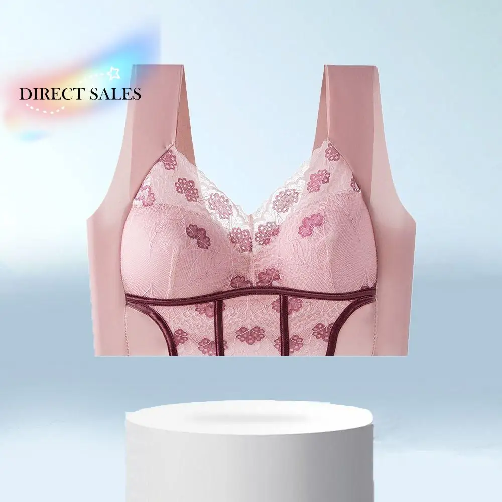 Fashion Close-fitting Wireless Deep V Bra Shockproof Big Cup Push Up Underwear Lingerie Anti-sagging Seamless Lace Bras Girls