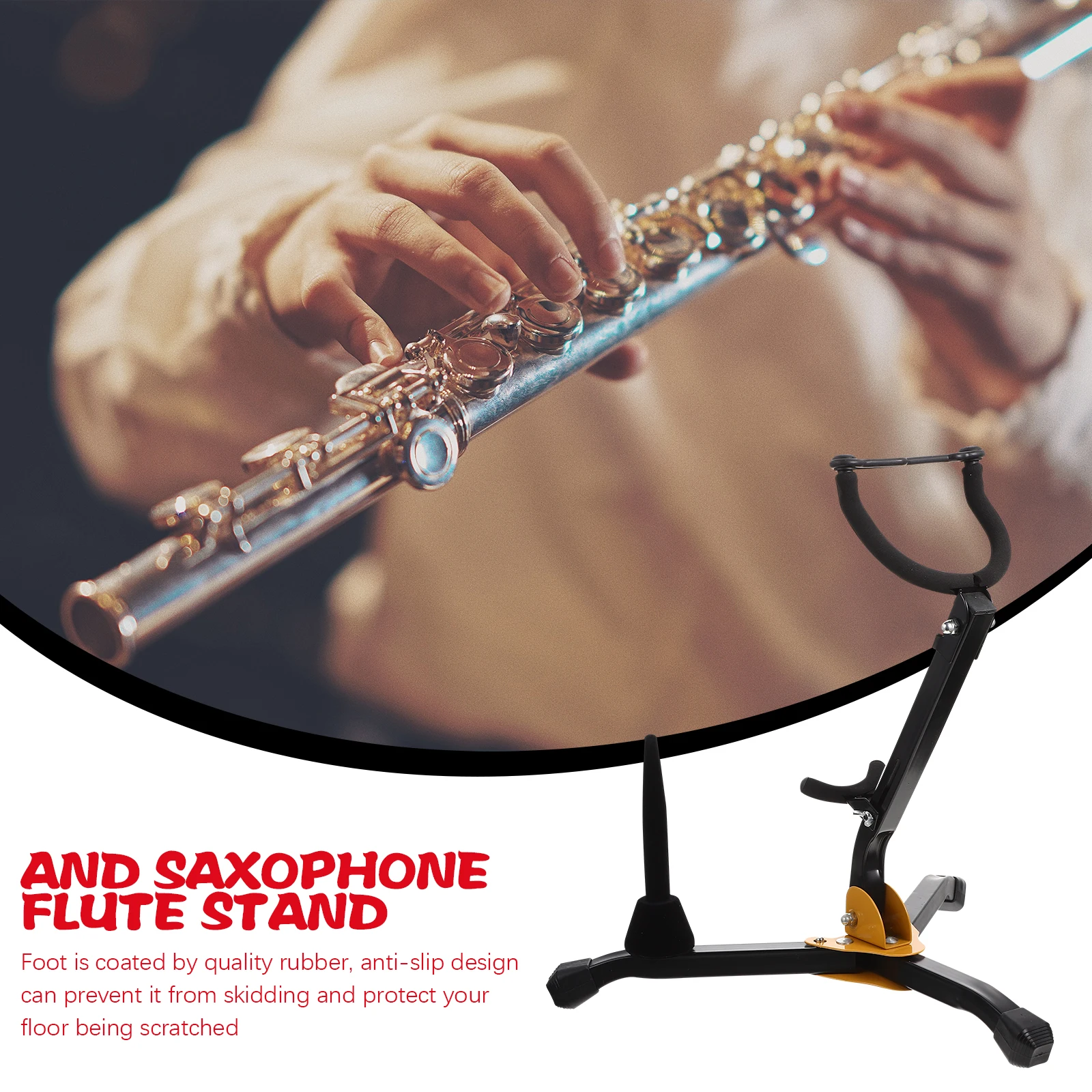 

Foldable Alto Tenor Saxophone Stand Portable Sax Tripod Holder Adjustable Anti-Slip Rubber Feet Durable Iron Lightweight For Sax