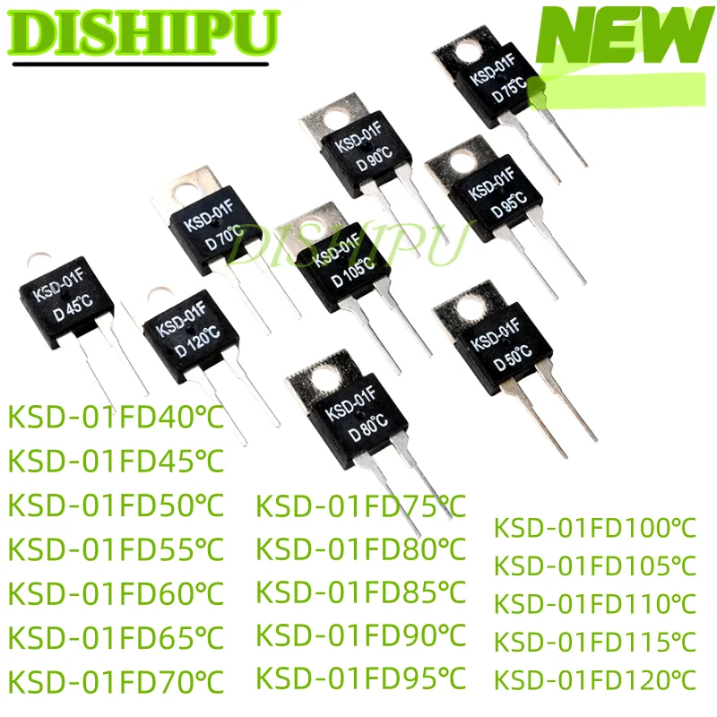 5Pcs,Ksd-01F Juc-31F Temperature Switch Relay Normally Closed Thermal Control Open40/45/50/70/80/95/100/110/120/125/130,Degrees Celsius