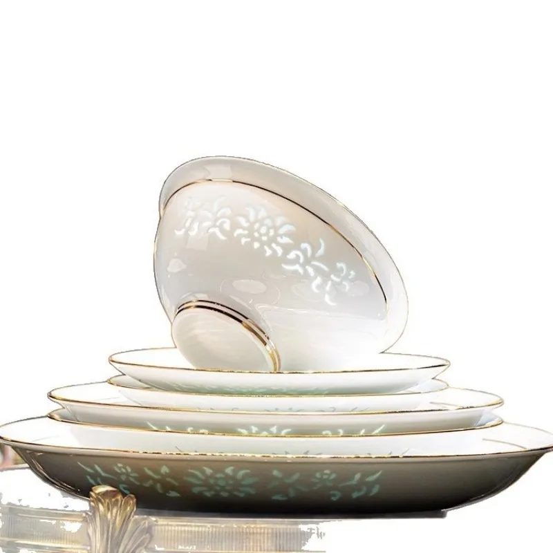 

Jingdezhen Baiyu Linglong tableware and dish set
