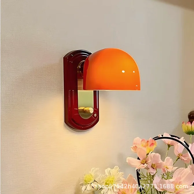 

Medieval intage Maillard bedroom bedside wall lamp American retro home bathroom balcony entrance wall lamp
