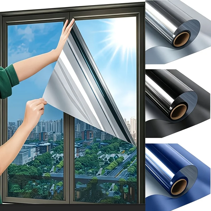 Static Adsorption One Way View Window Film Sun Shade Anti Glare Thermal Insulation Privacy Glass Decal No Glue for Home Office