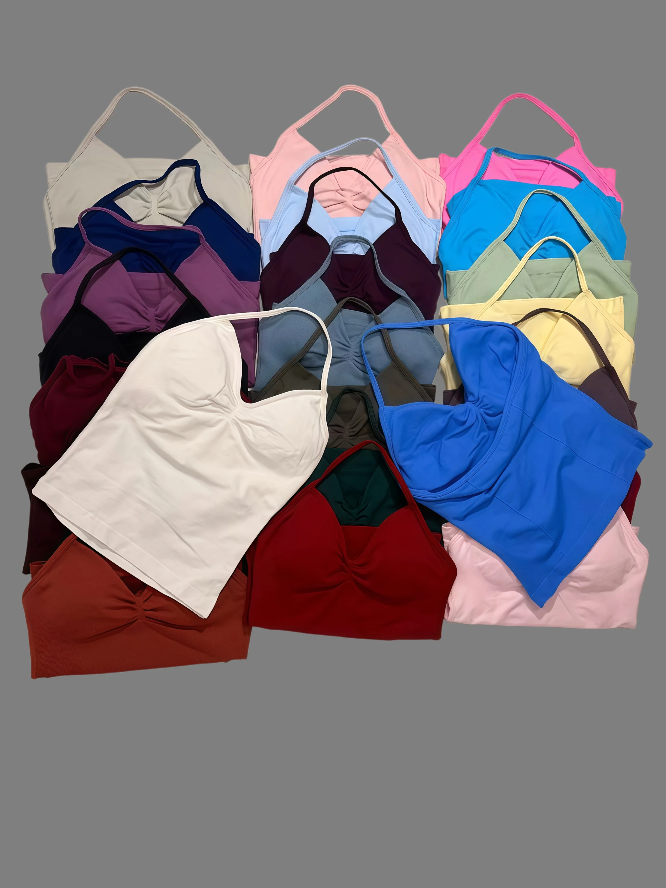 Pilates Yoga Jacket - DFTLF インパクトロングラインストラップトップ スポーツヨガベスト レディースフィットネスタンクトップ ジム用 美しいオープンバックブラ