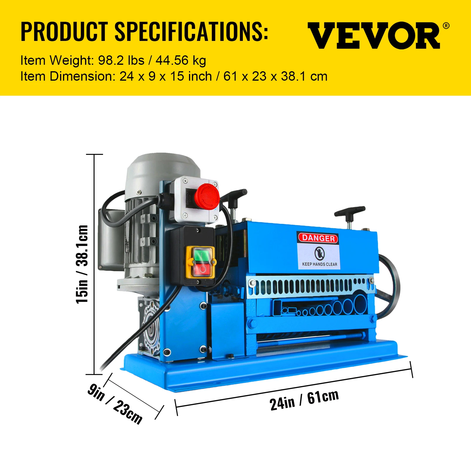 VEVOR Cable Peeling Machine 370W 1.5mm-38mm Electric Wire Stripping Machine 10 Blades Metal Tool Scrap Cable Stripper