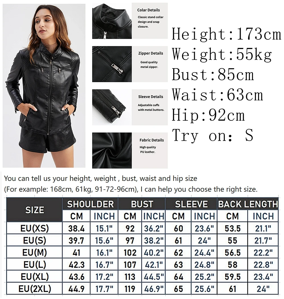 Faux Leather Jacket Women Moto Biker Zipper Jacket 2026 Spring