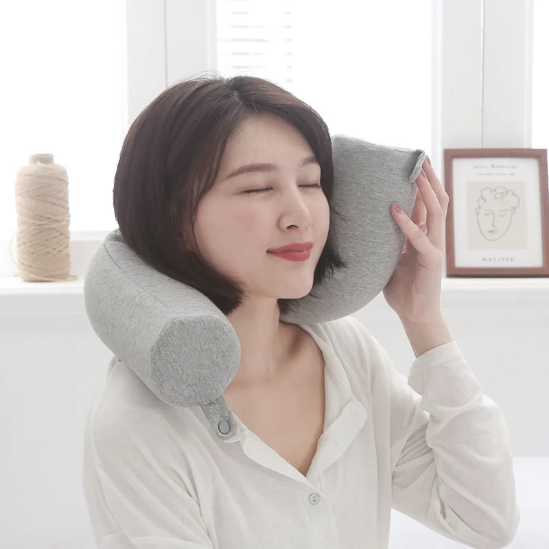 Memory Foam Cylinder Twist Pillow Bendable Travel Neck Support U Shape Slow Rebound