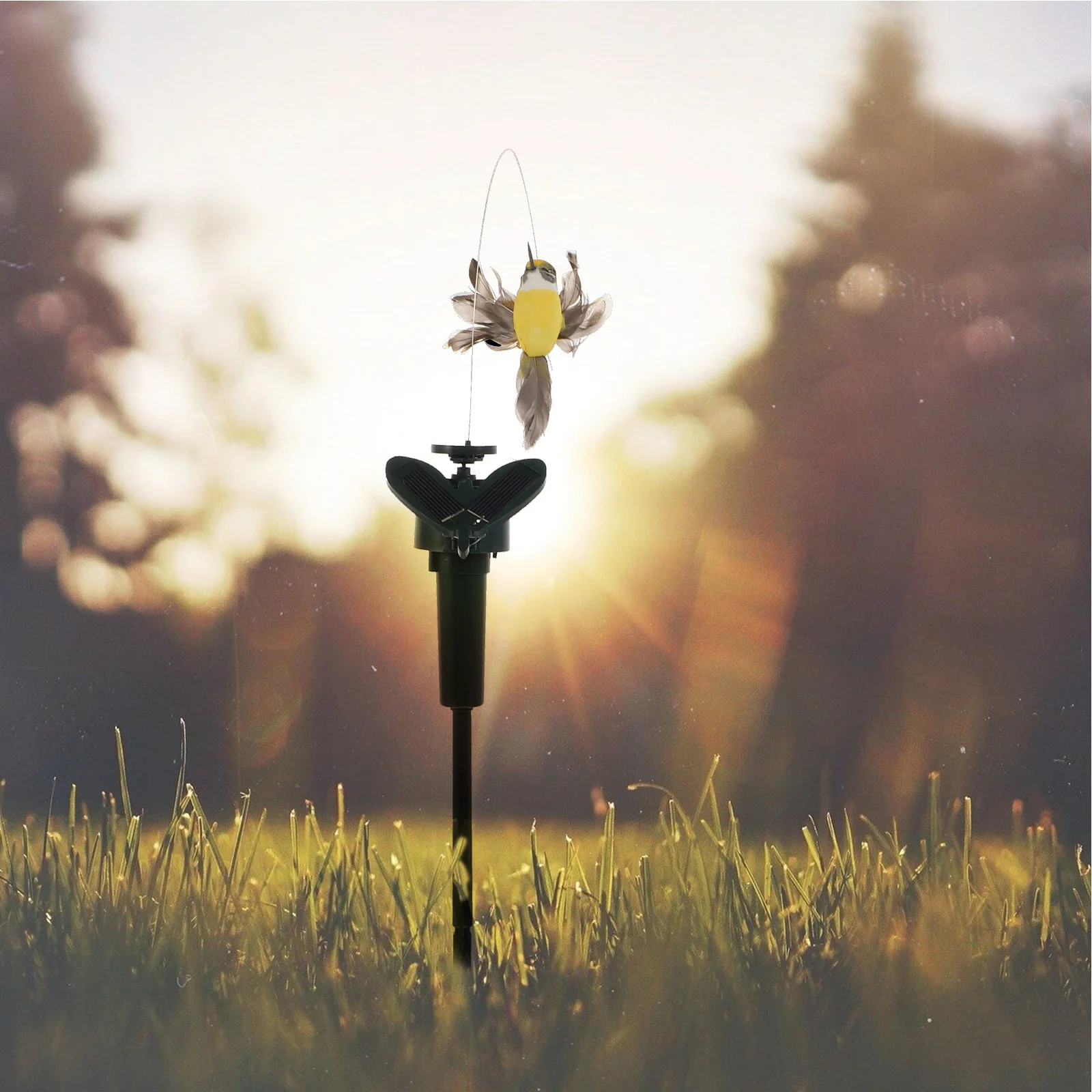 

2Pcs Birds Solar Yard Stakes Garden Decoration Lifelike Fluttering Outdoor Decor Durable Rod for Patio Flowerpot Home